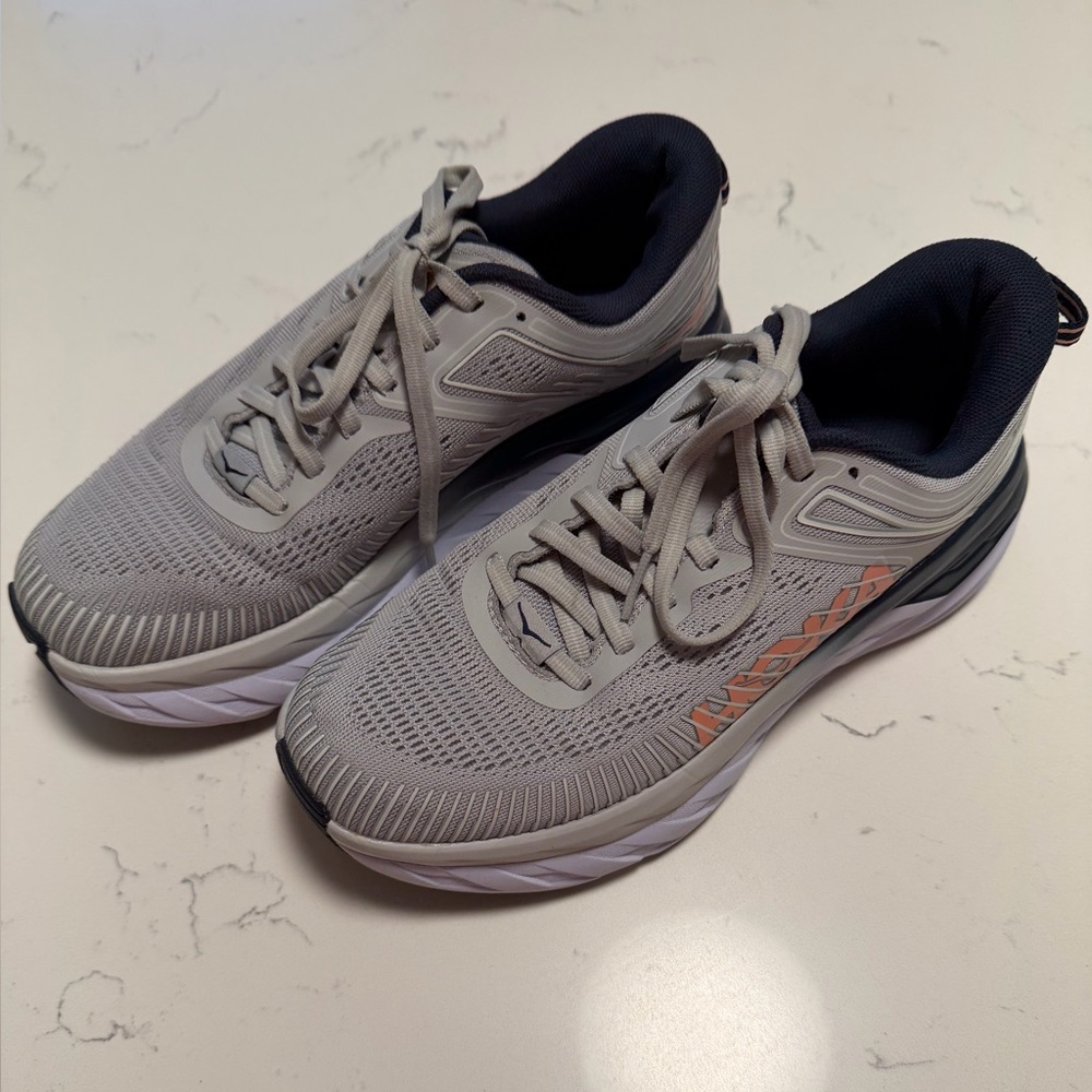 Hoka One One Lunar Rock Grey Blue Athletic Shoes Size 7